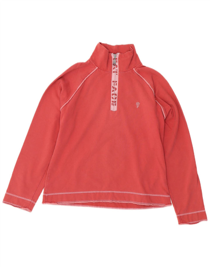 FAT FACE Sudadera con cuello y cremallera gráfica para mujer UK 40 Medium Pink