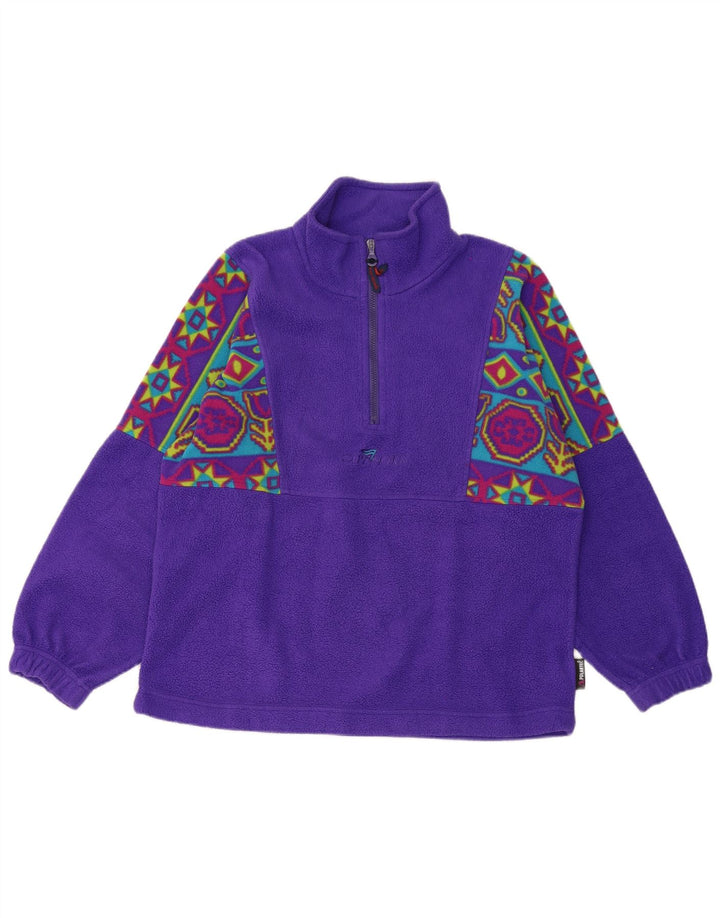 Cape Horn - Jersey de forro polar con cuello y cremallera para hombre, color morado medio, geométrico