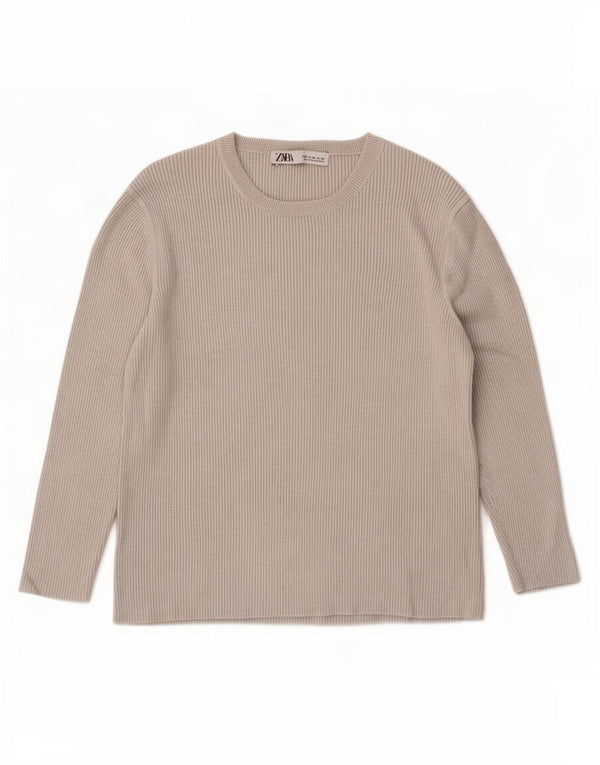 Zara Mujer Top Manga Larga ES 40 XL Viscosa Gris