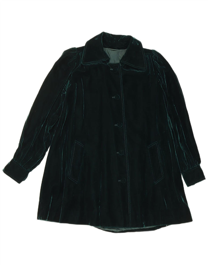 Vintage mujer terciopelo abrigo Reino Unido 14 verde medio