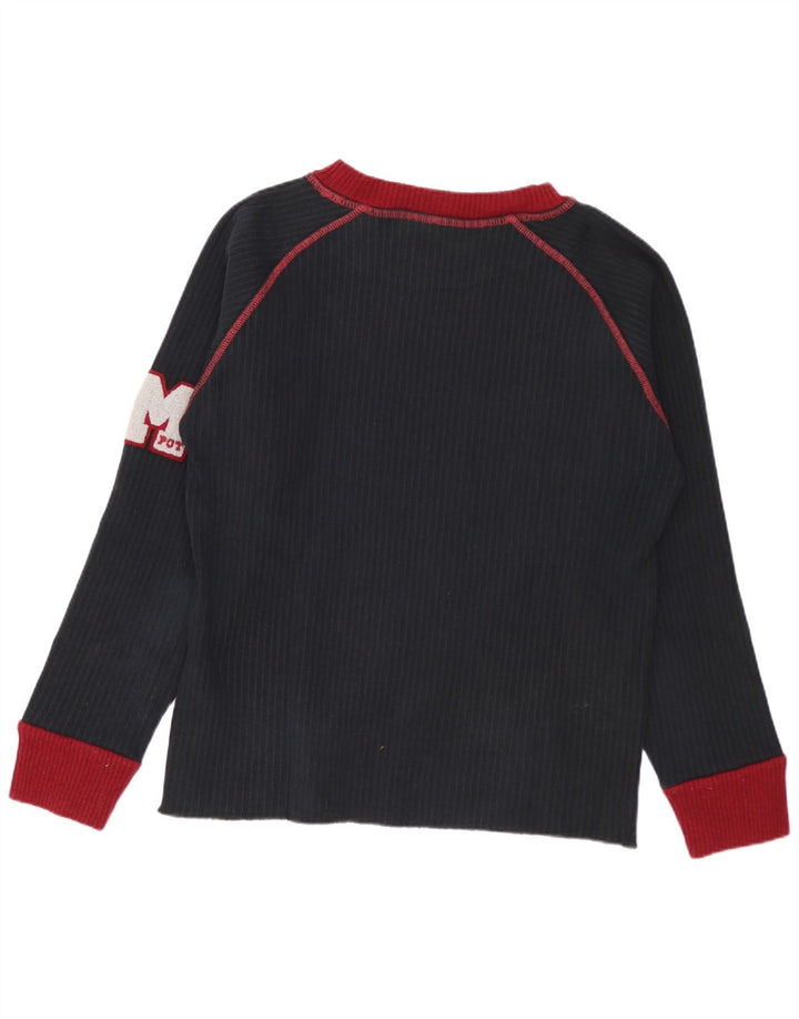 Meltin' Pot Camiseta para hombre de manga larga de algodón con bloques de color negro medio