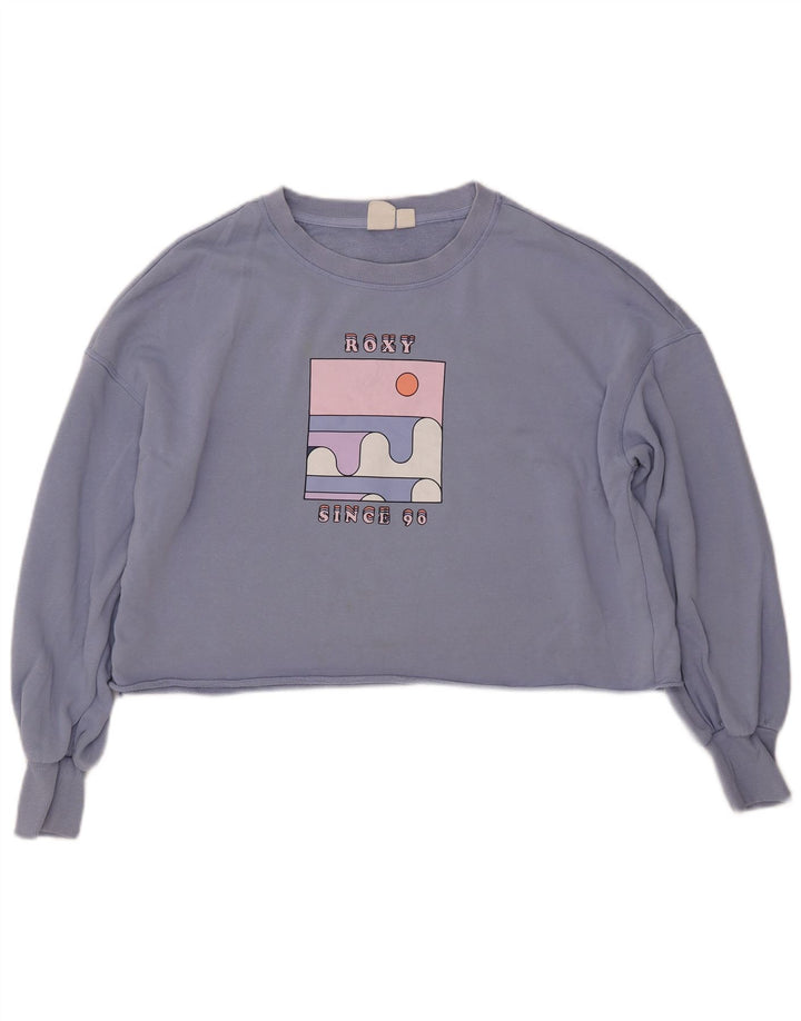 ROXY - Sudadera extragrande con estampado gráfico para mujer, talla 40, color azul