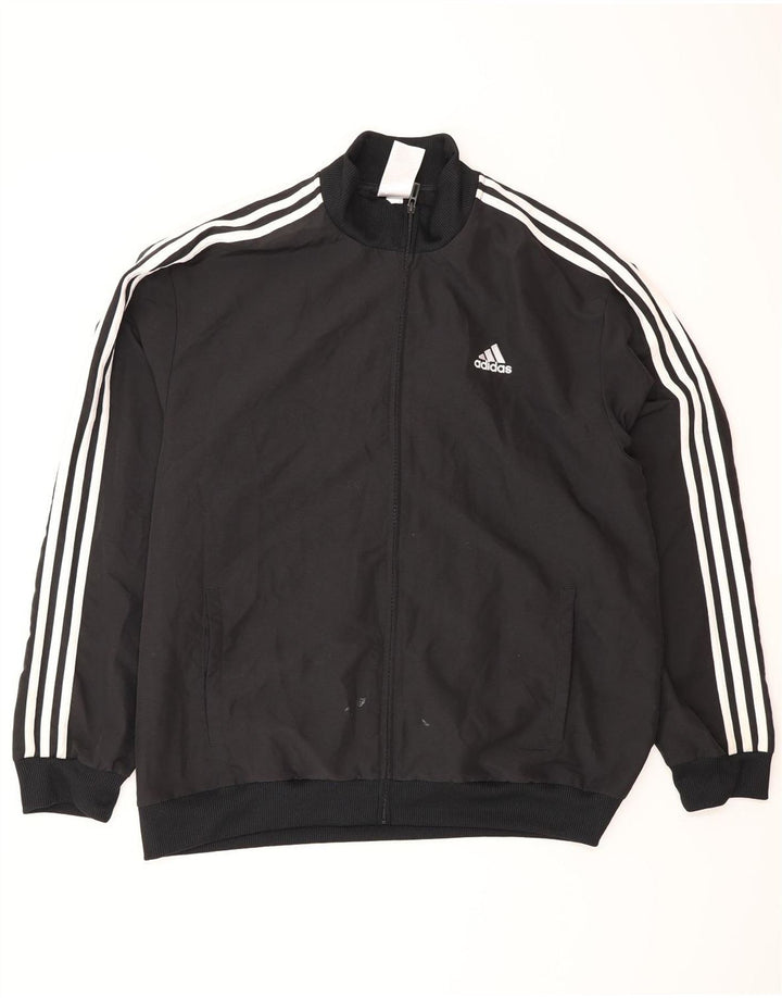 Adidas - Chaqueta de chándal para hombre, talla grande, poliéster negro