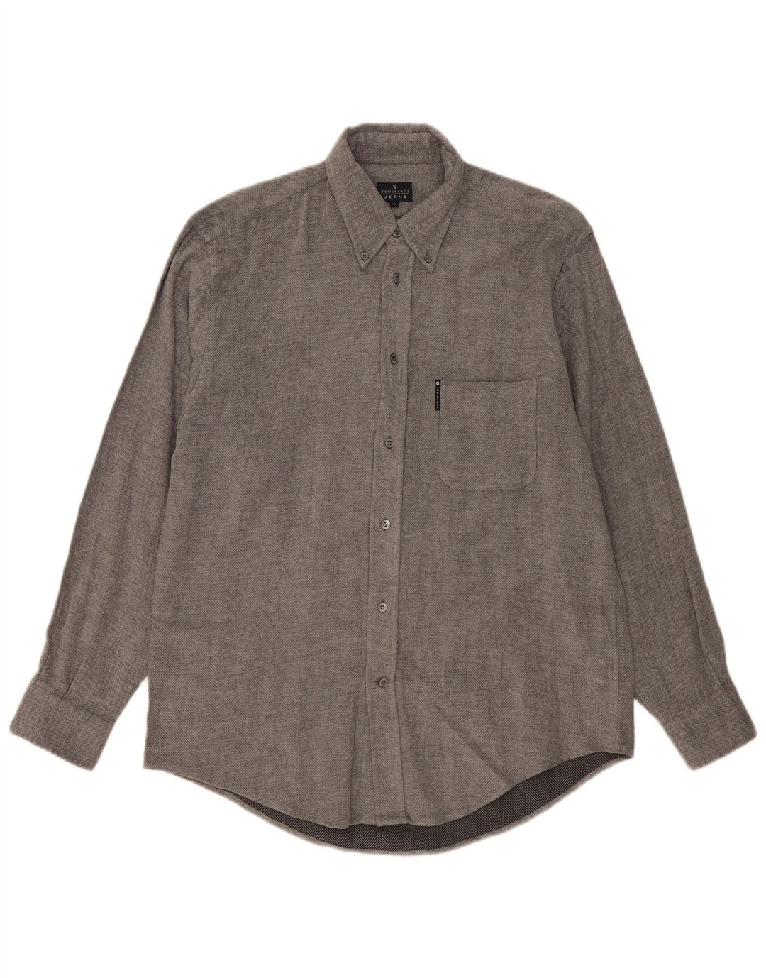 Camisa Hombre Trussardi Jeans Franela XL Viscosa Espiga Gris