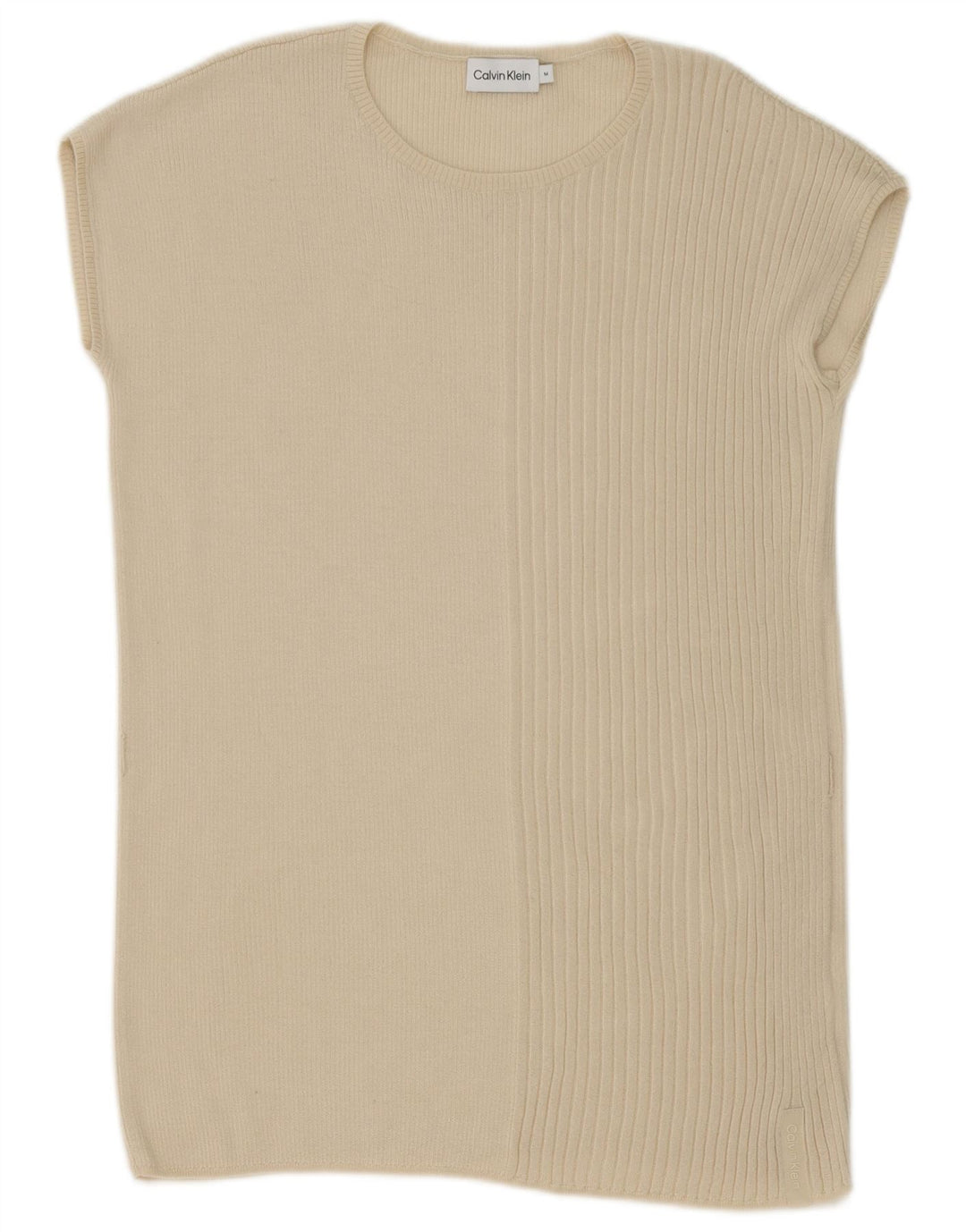 Calvin Klein Camiseta sin Mangas con Chaleco Largo para Mujer UK 14 Medium Beige