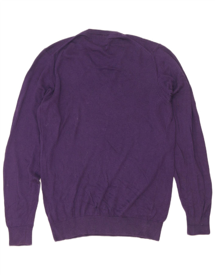 Marks & Spencer Jersey de corte regular con cuello en V para hombre de algodón morado medio
