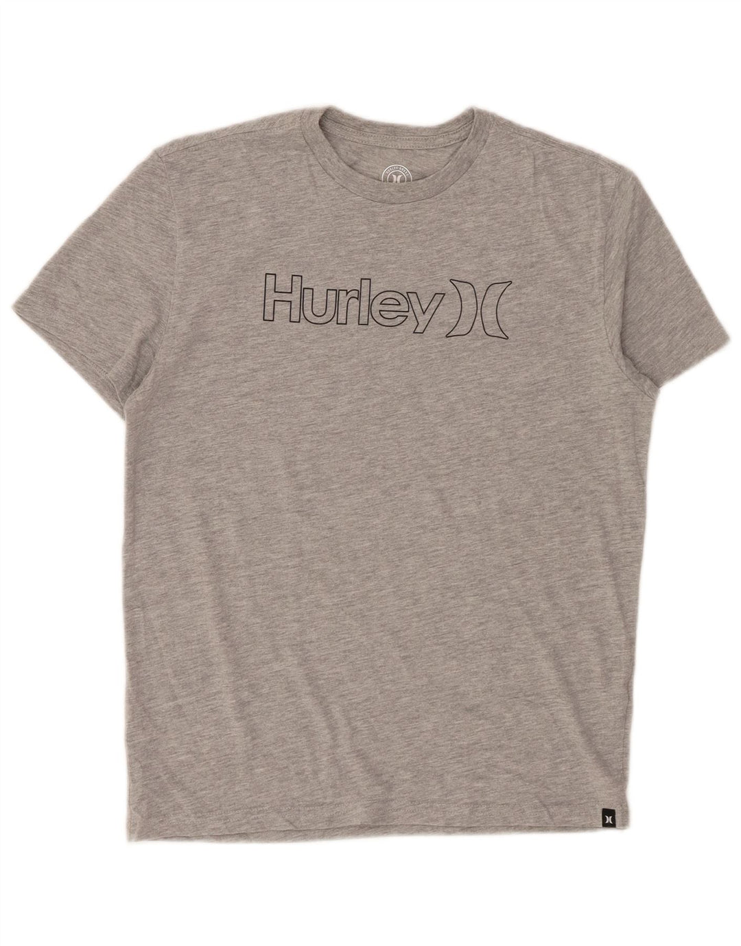 HURLEY Camiseta gráfica para niños 12-13 años Grande Gris Moteado de algodón