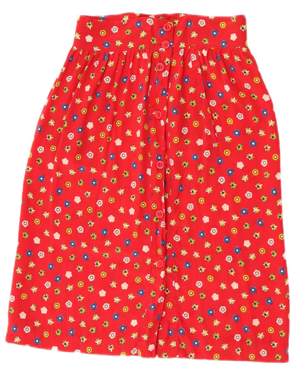 Alberto Aspesi Falda Midi De Cintura Alta Para Mujer W24 XS Seda Floral Roja