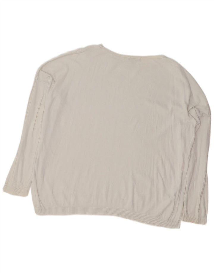 BENETTON Suéter tipo jersey de gran tamaño con cuello barco para mujer UK 40 Mediano Blanco