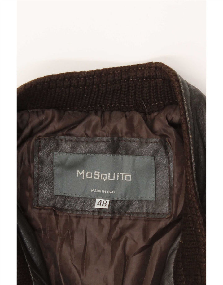 Chaqueta de cuero bomber vintage para hombre IT 48 Marrón medio