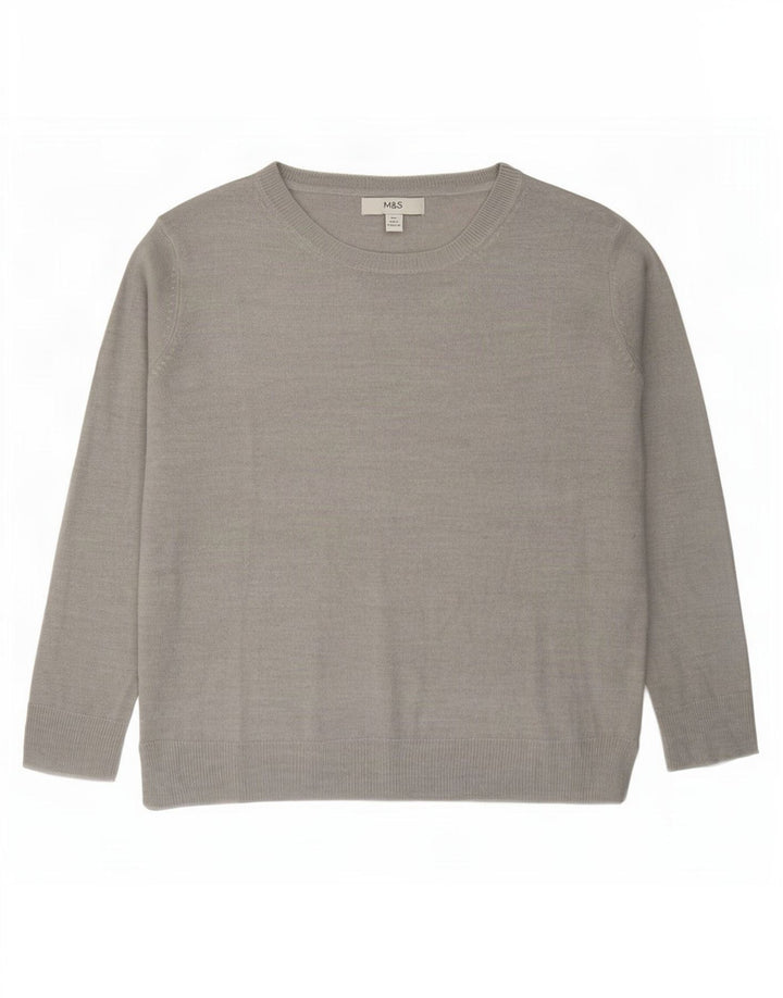 Marks & Spencer Suéter tipo jersey de gran tamaño con cuello barco para mujer UK 10 Small Grey