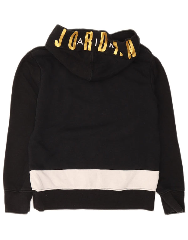 Jordan - Jersey con capucha para niños, diseño gráfico, algodón, color negro, talla pequeña, 8-9 años