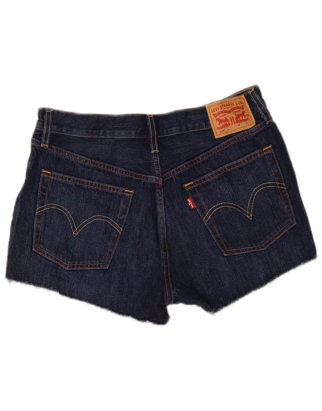 LEVI'S Pantalones cortos vaqueros 501 para mujer W28 Algodón azul marino medio