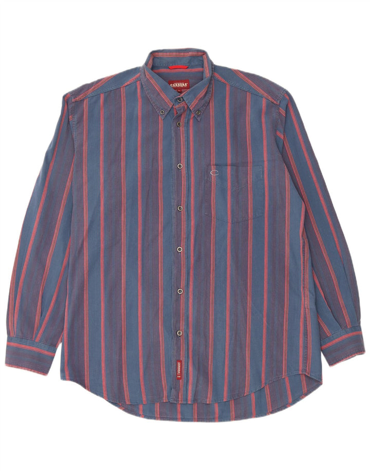CARRERA Camisa Hombre Grande Algodón Rayas Azul Marino