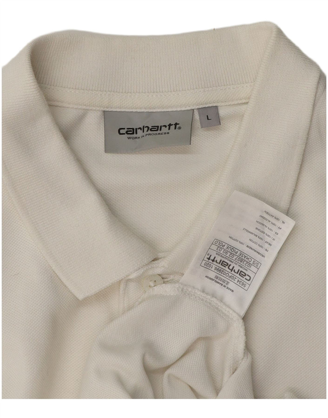 Carhartt Polo para hombre de algodón blanco grande