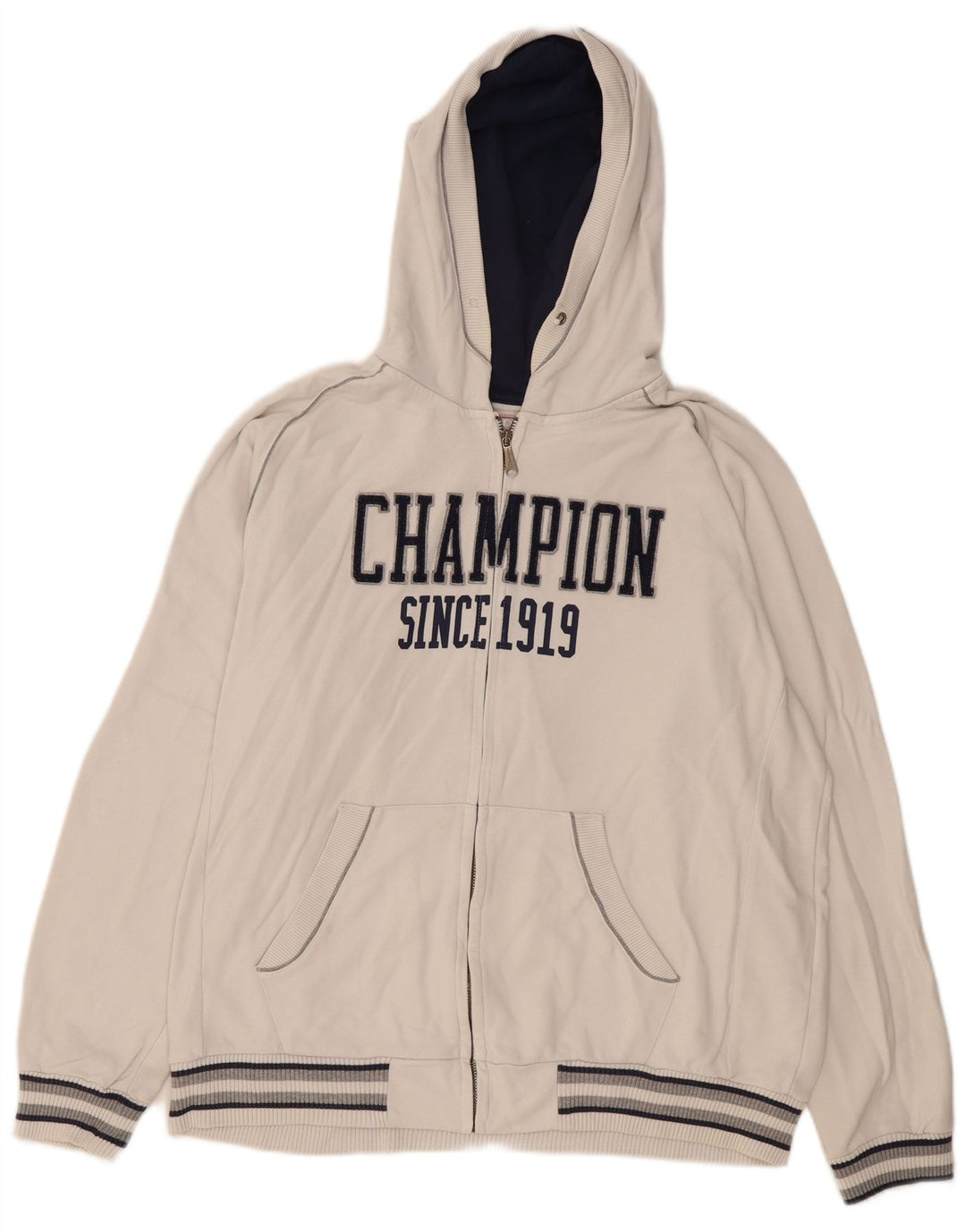 Champion Sudadera con capucha y cremallera gráfica para hombre 2XL Algodón blanco