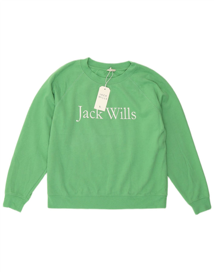 Jack Wills Sudadera de gran tamaño con gráfico para mujer UK 10 Small Green