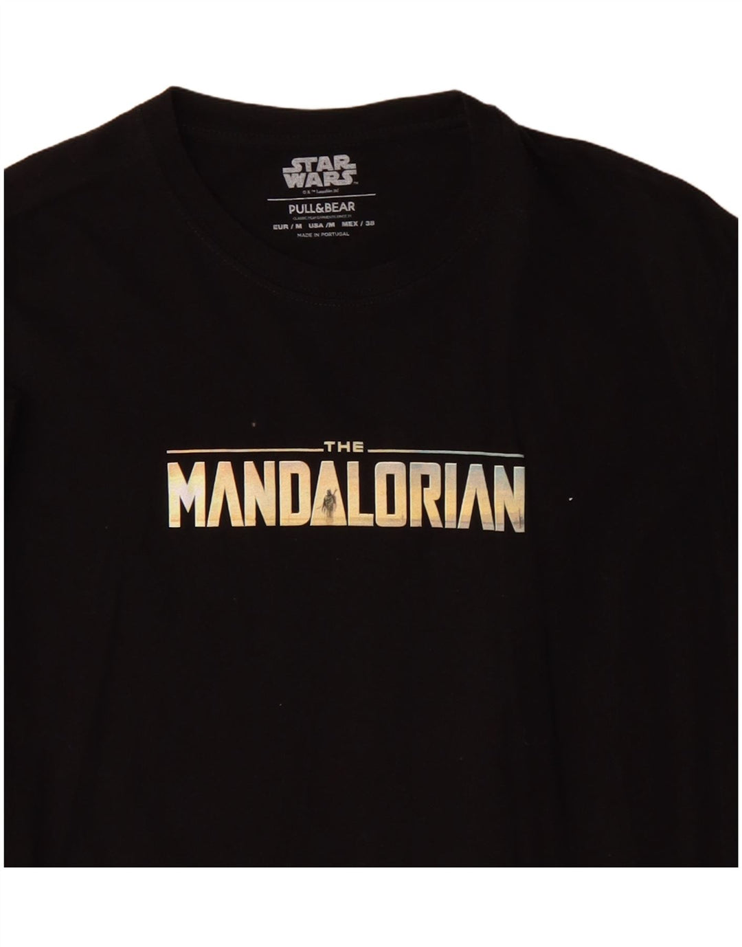 Pull & Bear - Camiseta gráfica para hombre, talla mediana, algodón negro
