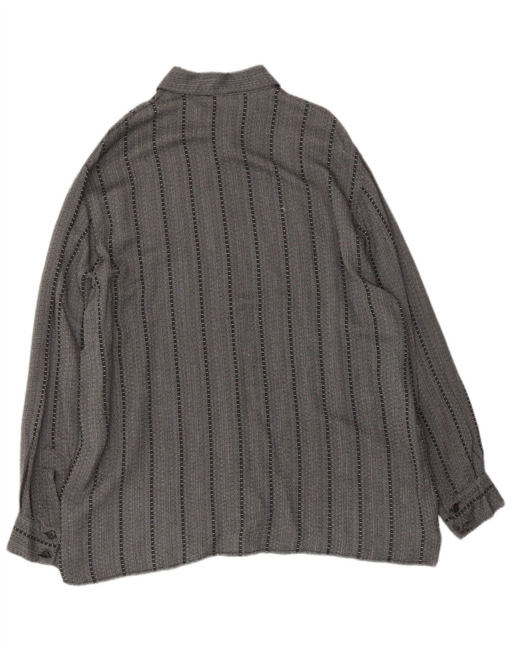 Camisa Trend Hombre Acetato Rayas Gris Medio