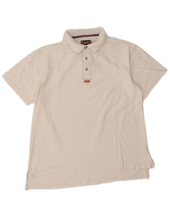 Slam Polo para hombre de algodón blanco grande