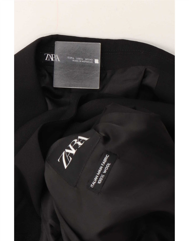 Zara Chaqueta Blazer De 2 Botones Para Hombre UK 40 Large Lana Negra