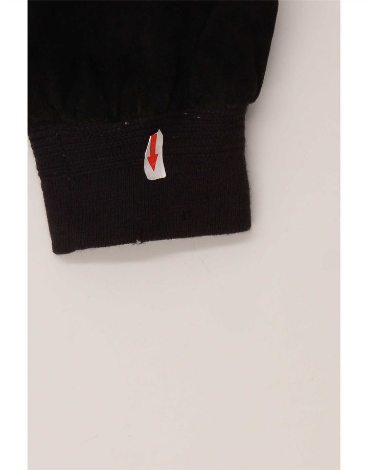 Vintage hombres ante bomber chaqueta IT 48 cuero negro medio