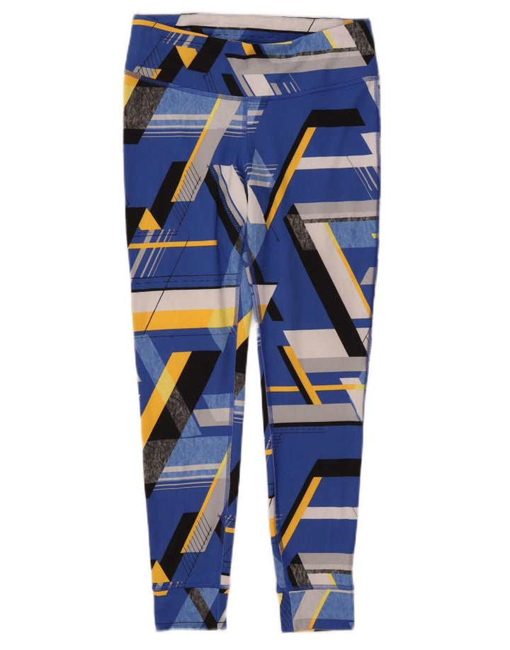 REEBOK Leggings Mujer UK 12/14 Poliéster Geométrico Azul Medio