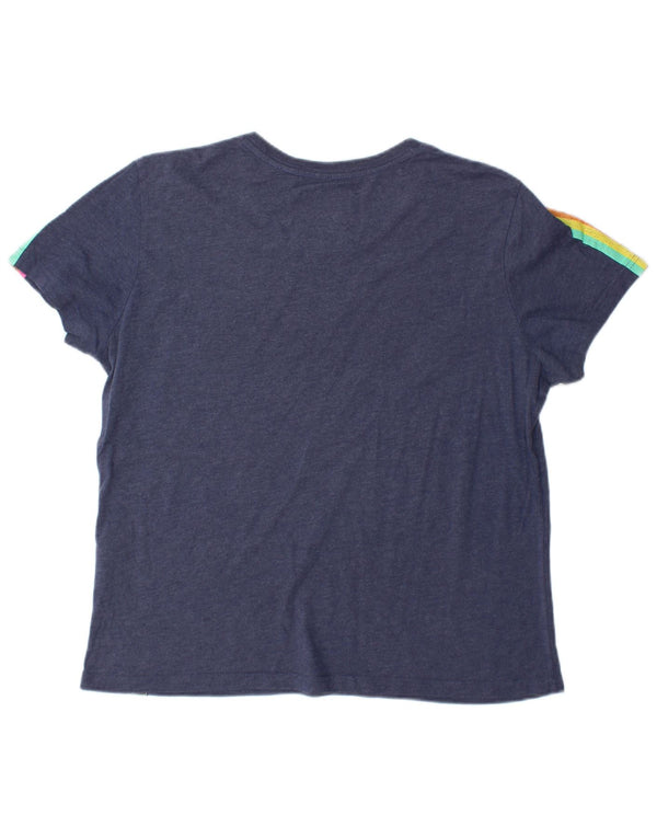 SUPERDRY Camiseta gráfica para mujer Top UK 46 Large Azul marino Algodón