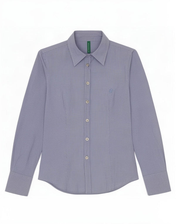 Camisa Benetton Mujer ES 40 Small Blue Gingham