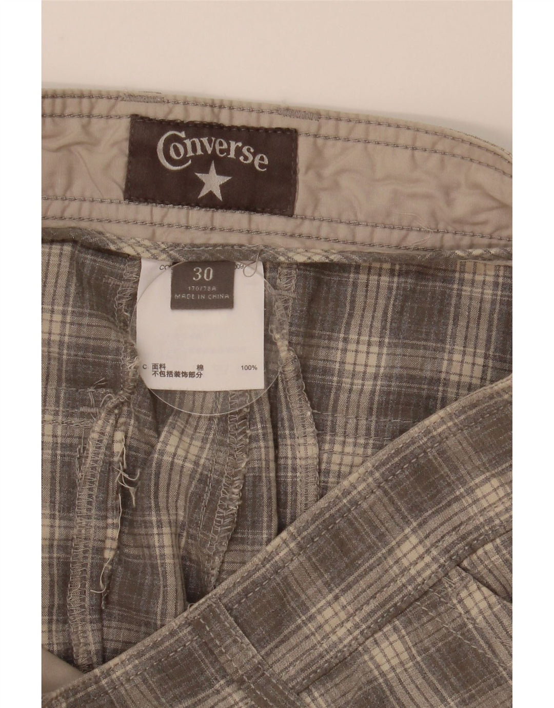 Pantalones cortos cargo Converse para hombre W30 Medium Grey Check