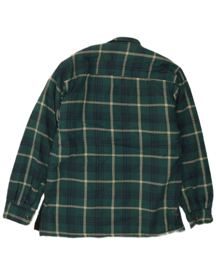 VINTAGE Mens Lumberjack Flannel Shirt Small Green Check Polyester