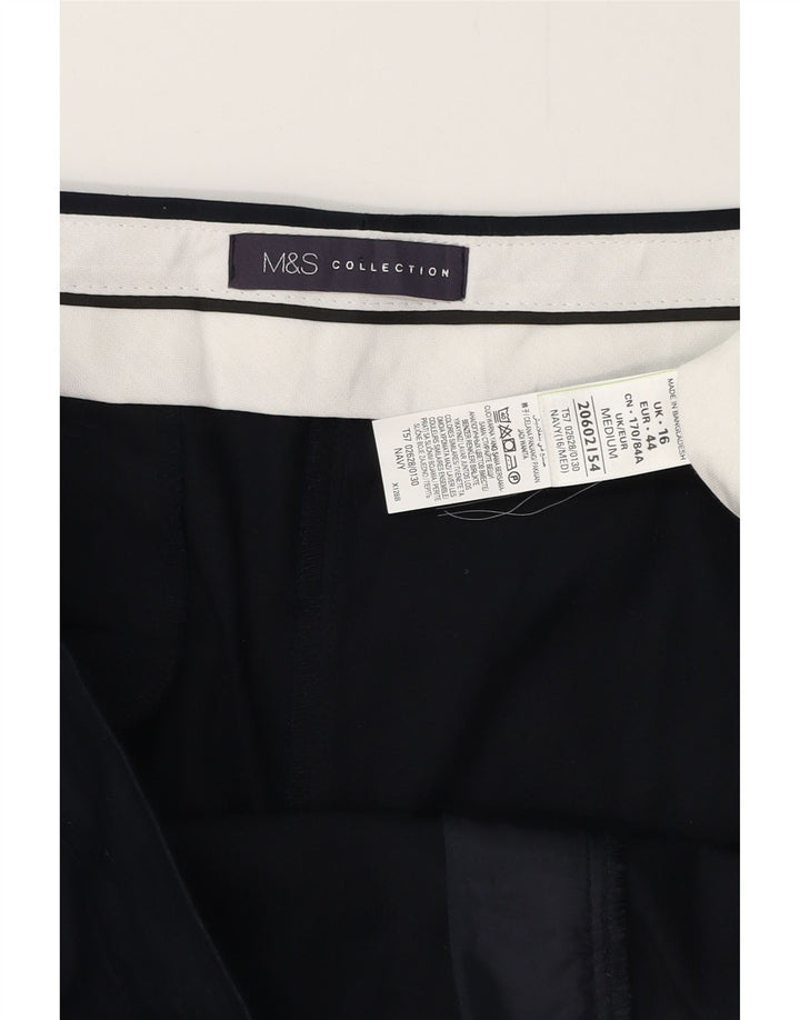MARKS & SPENCER Pantalones informales ajustados para mujer UK 40 Large W36 L26 Azul marino