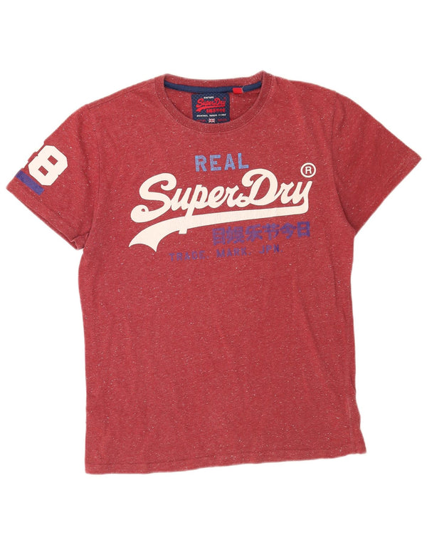 Superdry Camiseta gráfica para hombre Top de algodón moteado en color burdeos medio