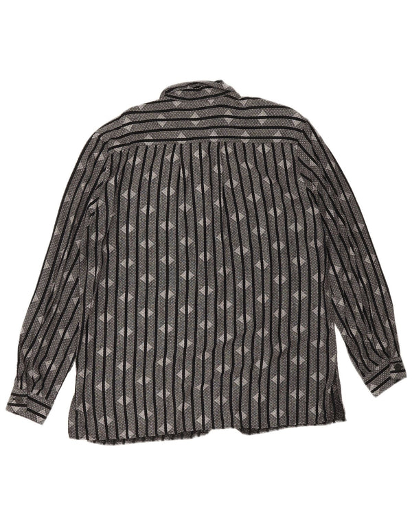Vintage mujer camisa Reino Unido 16 grande negro rayas