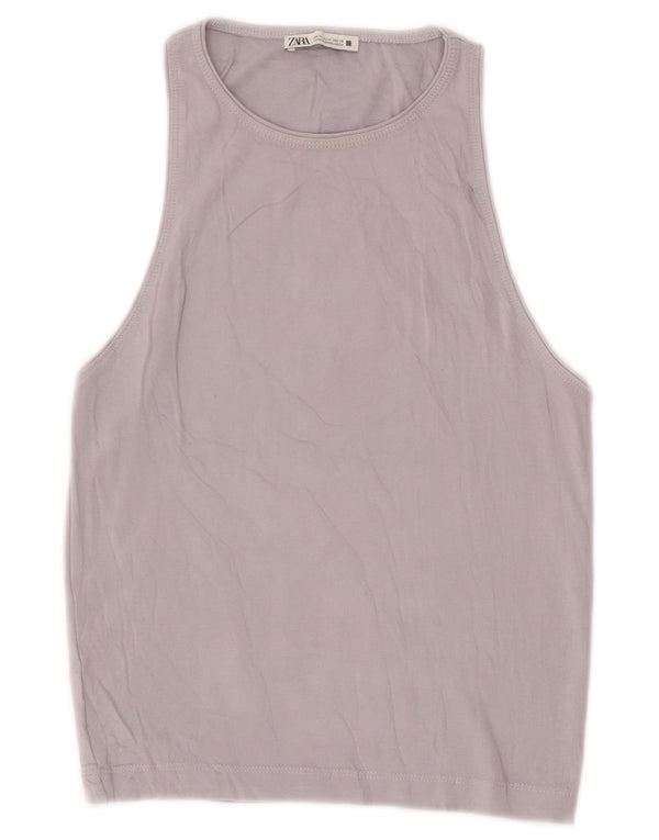 Zara Mujer Chaleco Top UK 40 Gris Medio