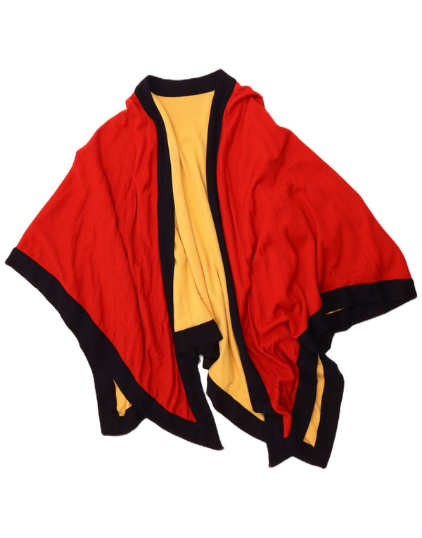 VINTAGE Abrigo poncho abierto asimétrico para mujer Talla única Bloque de color rojo