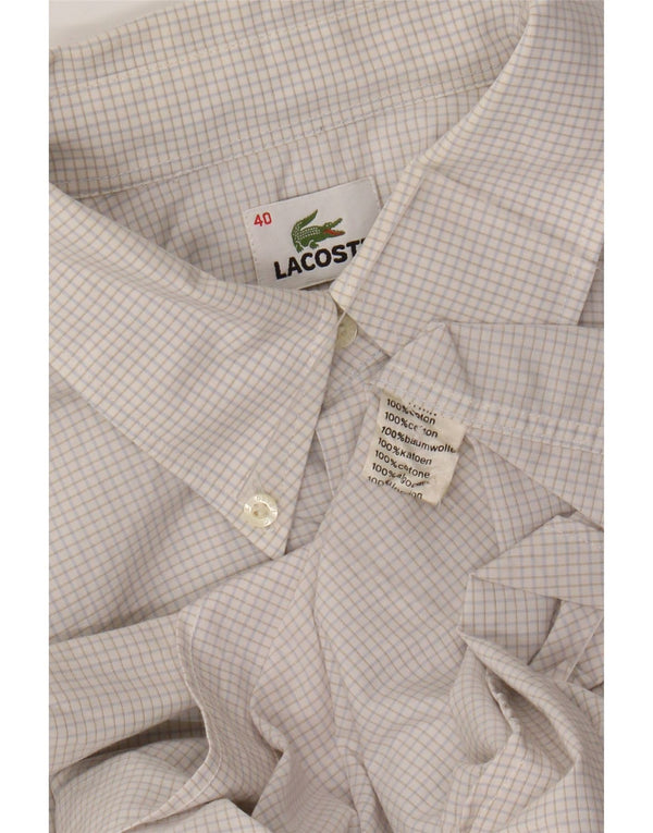 Camisa de manga corta para hombre Lacoste Talla 40 Algodón a cuadros blanco mediano