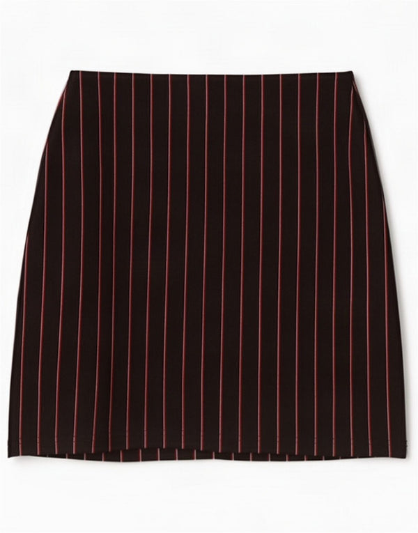 Marks & Spencer Womens Mini Skirt UK 10 Small W28 Black Striped Polyester