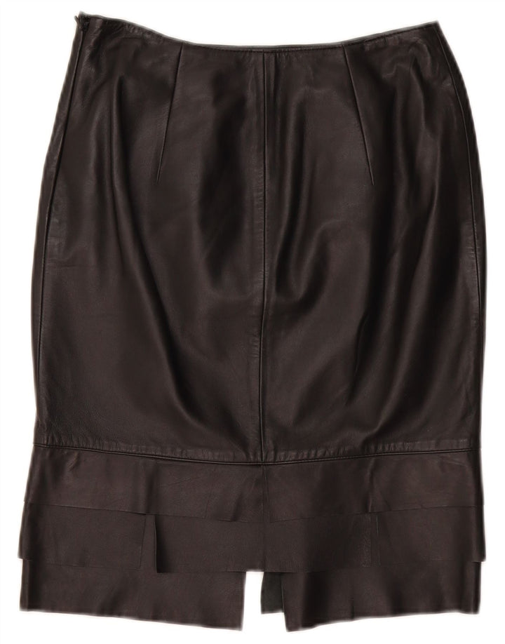 ROBERTA SCARPA Falda de cintura alta para mujer US 6 Mediana W26 Cuero negro