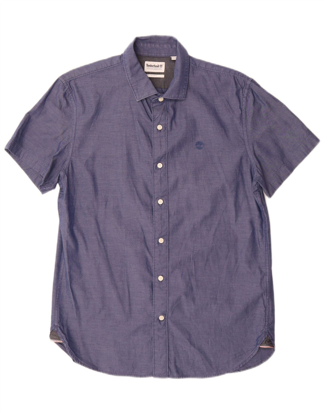 Timberland Camisa Slim Fit De Manga Corta Para Hombre Algodón Azul Medio