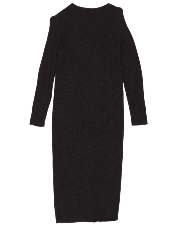 Zara Mujer Maxi Vestido De Manga Larga UK 40 Small Negro