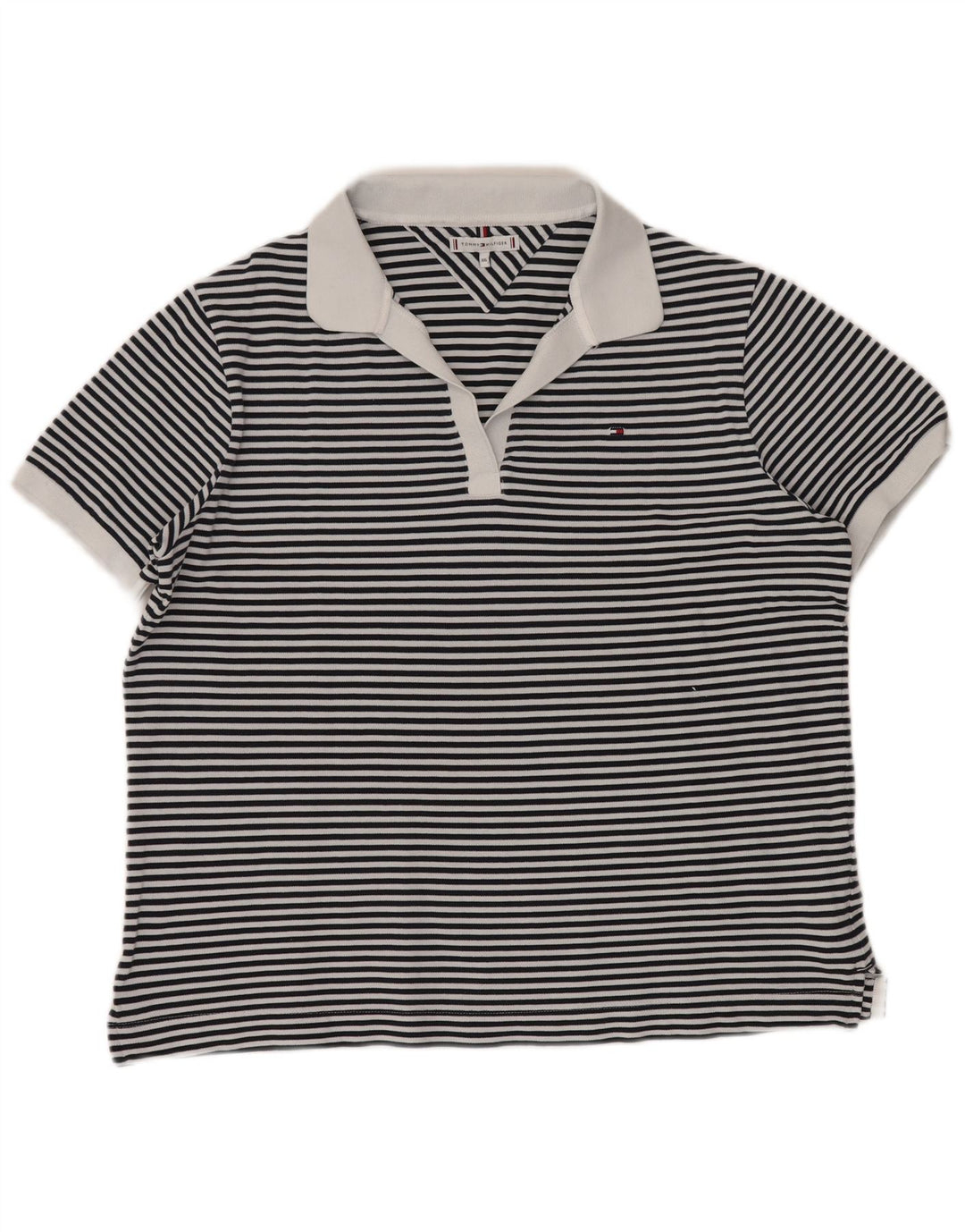 TOMMY HILFIGER Polo de Mujer UK 20 2XL Azul Marino Rayas Náutico