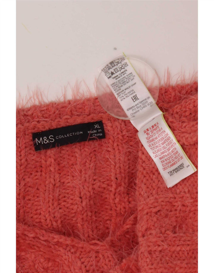 Marks & Spencer Jersey con cuello en V para mujer UK 40 XL Poliéster naranja