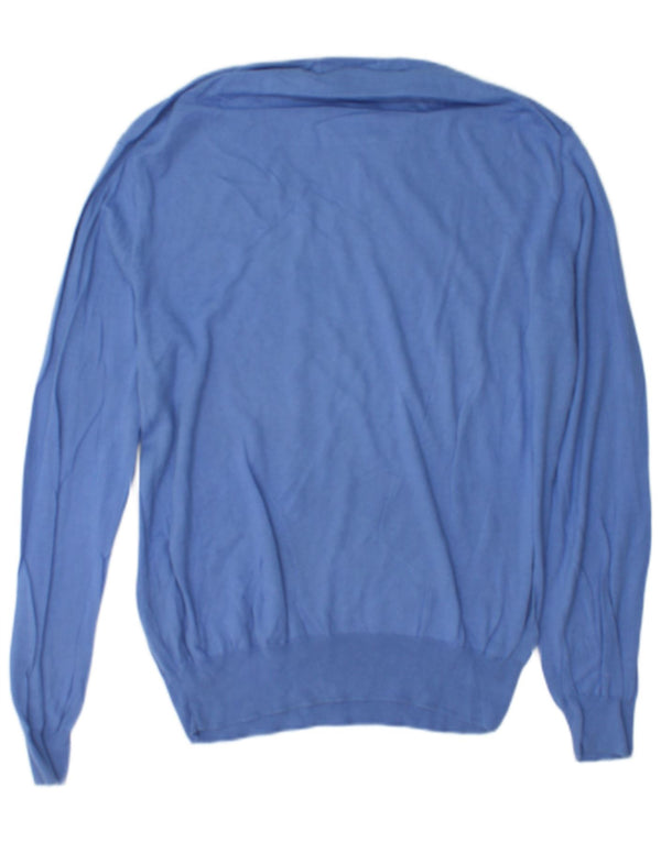 Polo Ralph Lauren Mens Slim Fit V-Neck Jumper Sweater Large Blue Cotton