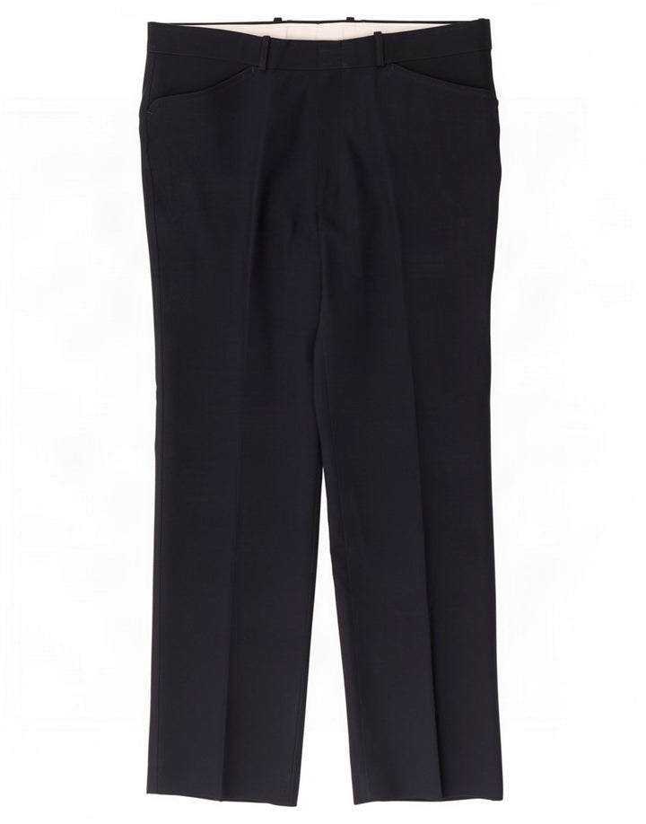 Farah Pantalones Casuales Rectos Para Hombre W36 L30 Poliéster Azul Marino