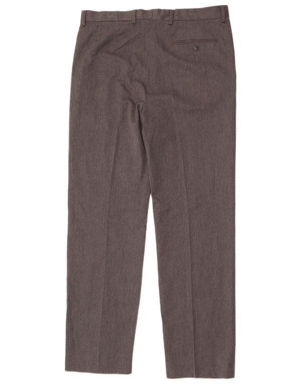 Marks & Spencer Pantalón de traje de corte regular para hombre W34 L33 Poliéster gris