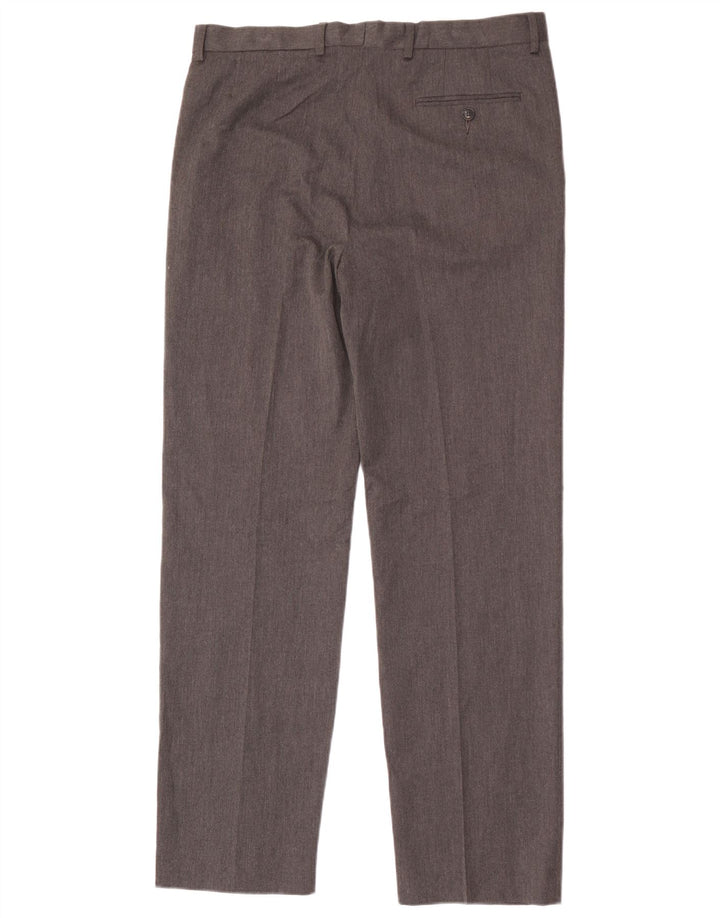 Marks & Spencer Pantalón de traje de corte regular para hombre W34 L33 Poliéster gris