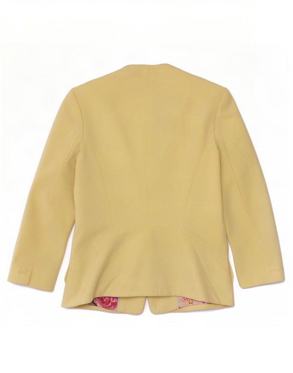 Ted Baker Chaqueta tipo blazer con 1 botón y manga 3/4 para mujer, talla 3, color amarillo mediano