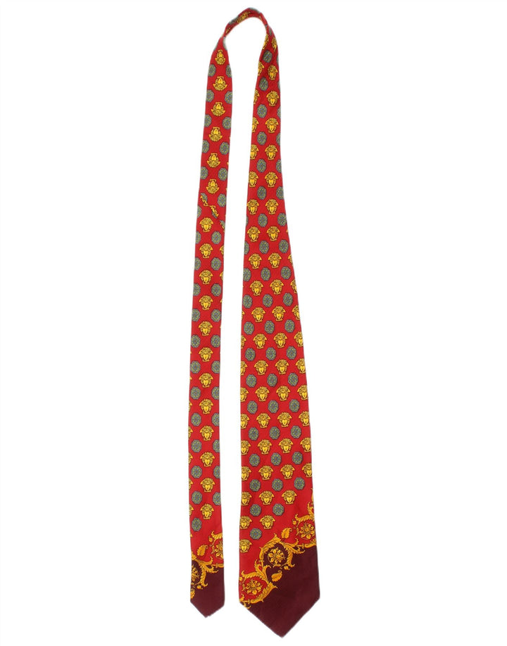 Gianni Versace Corbata gráfica para hombre Talla única Diseñador de seda roja