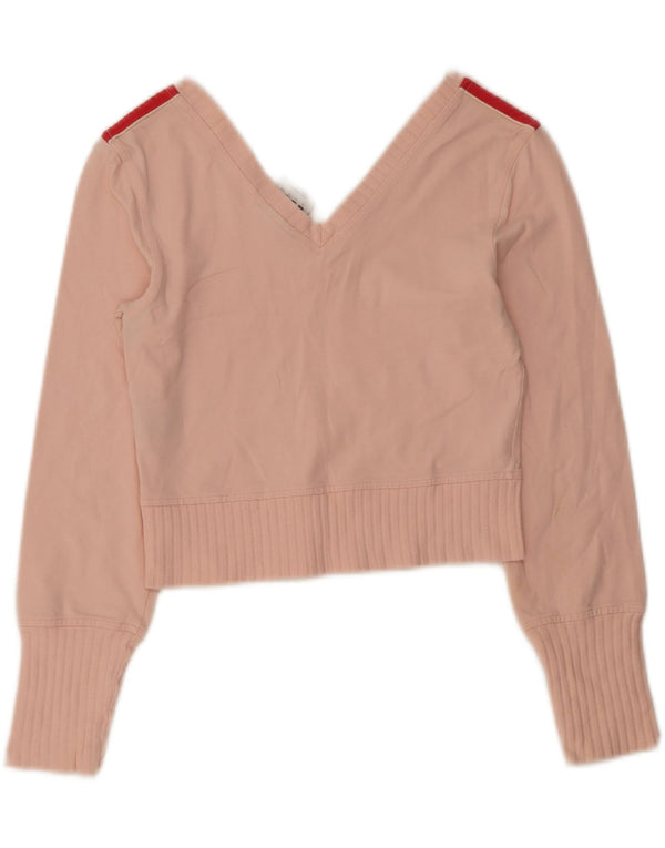 Adidas Mujer Crop Top Manga Larga UK 12 Algodón Rosa Medio
